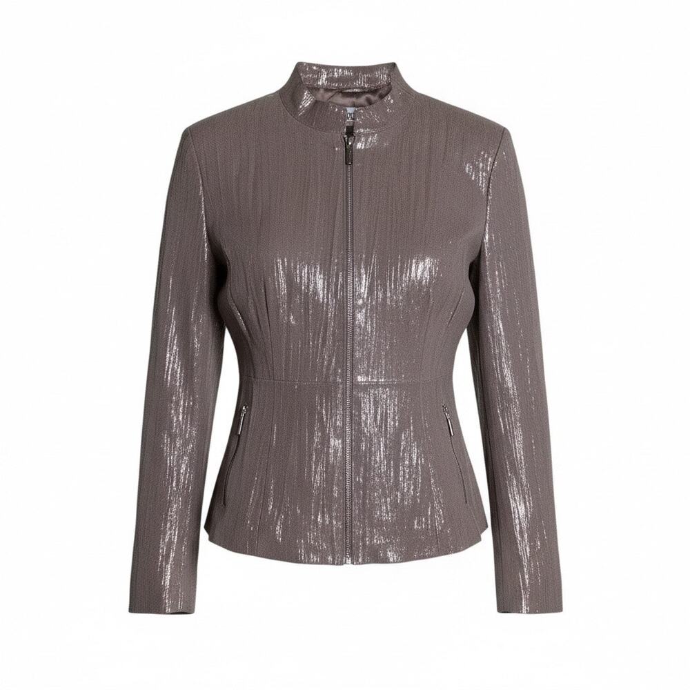 Bradley by Bradley Bayou Glossy Tan Snake print Leather Jacket Corset Back Lrg